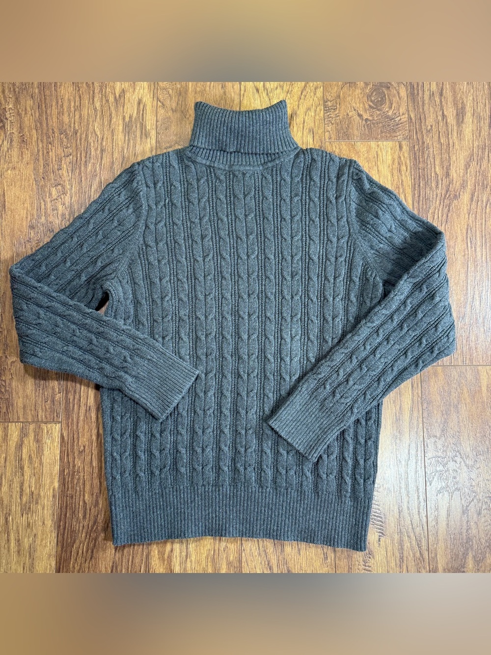 St. John's Bay Men's Gray Cable Turtleneck Sweater